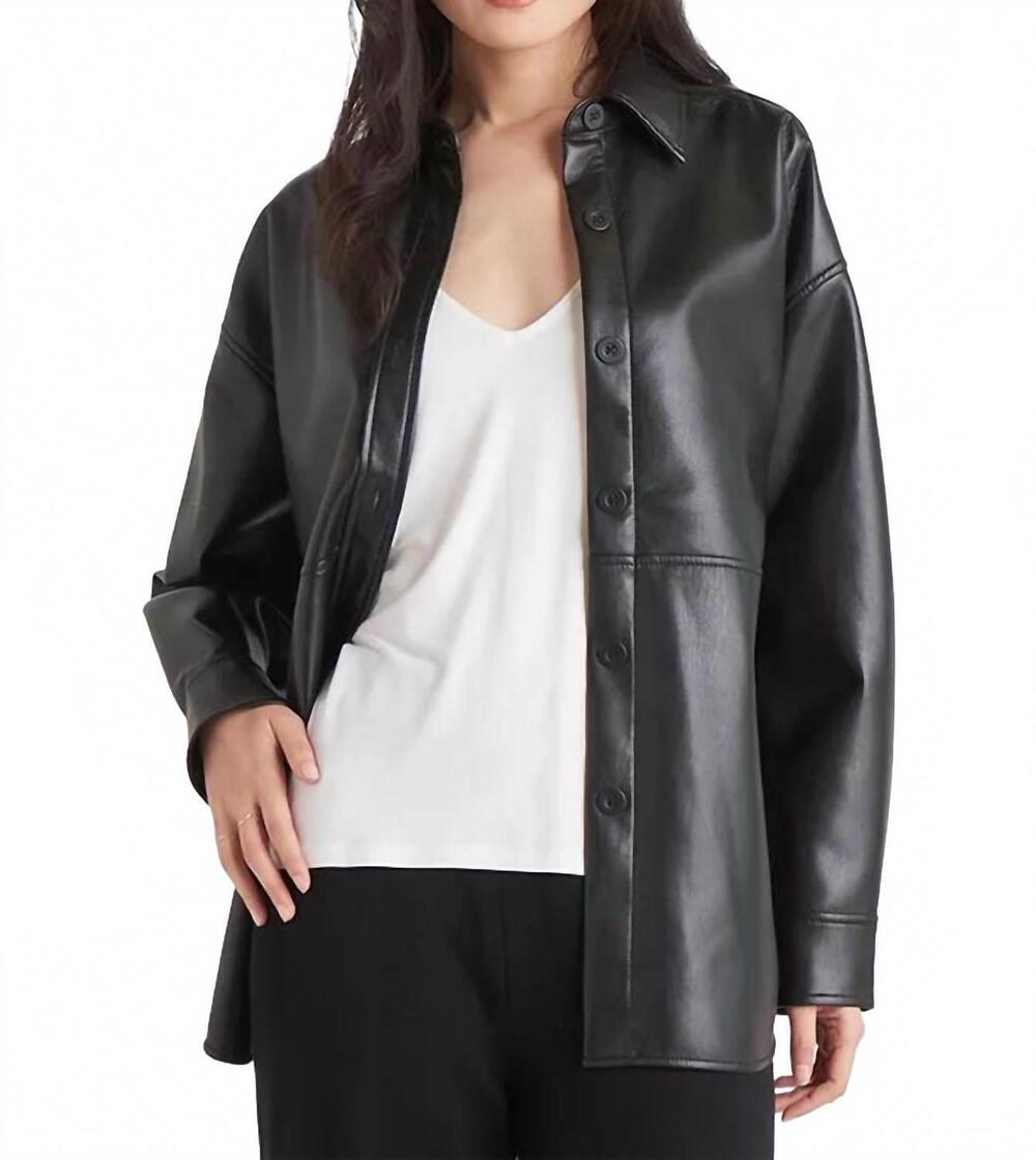 NEW BLACK TAPE vegan leather shirt in black